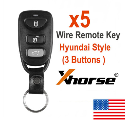 5× Xhorse XKHY20EN Universal Wire Remote Key Fit for Hyundai Separate 3 Buttons