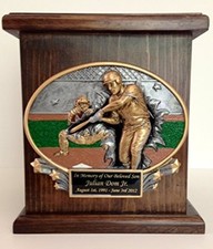 Baseball Memorial Wooden Cremation Urn-sports Funeral Urns- With Personalization