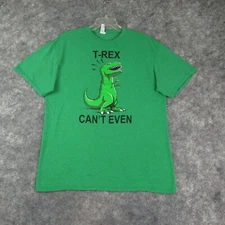 T Rex Cant Even Shirt Mens Large Green Short Sleeve Graphic Delta Pro Weight