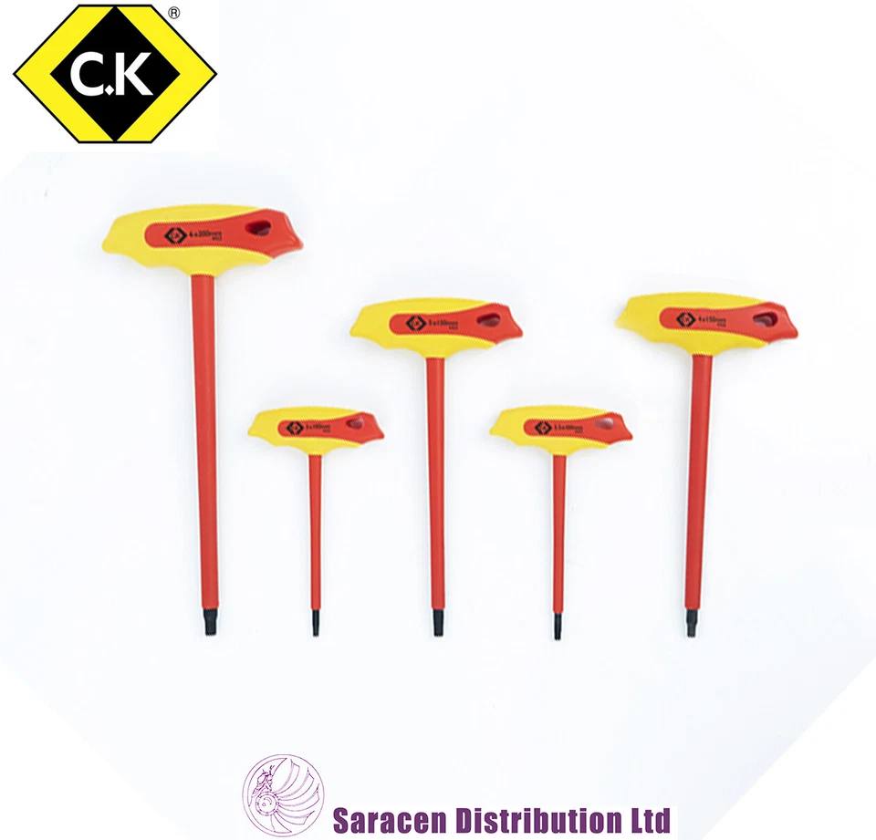 CK TOOLS CK 5 PIECE 1000V INSULATED VDE T HANDLE HEX ALLEN KEY, 3 - 6mm - T4422 SET