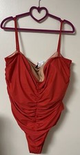 J Crew Red Ruched sweetheart one-piece Removable Straps Padding Size 24