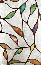 Cascade Stained Glass Privacy Static Cling Window Film 12" x 83" Sidelight Decor