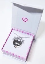 In Season Jewelry Sterling Silver CZ Angel & Heart Name Necklace "Harlow" 4.9g