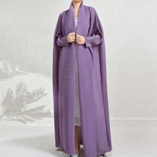 Women's Windbreaker Long Coat Lapel Collar Loose Fit Muslim Robe Loose Jackets