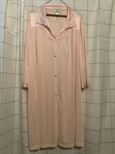 Vintage Vanity Fair Long Peach Nylon Lace Housecoat size L large