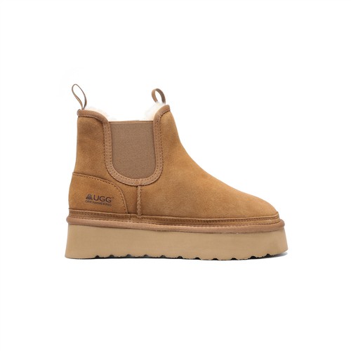 UGG DREAMMERINO® UGG Sheepskin Wool Elastic Band Platform Chelsea Ankle Boots - Bild 6 von 17
