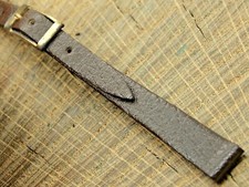 Accutron Vintage NOS Unused 8mm Brown Leather w Gold Tone Buckle Watch Band