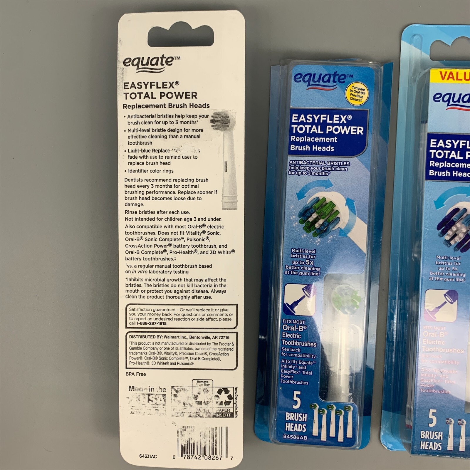 Equate EASYFLEX Total Power Replacement Toothbrush 3 Heads x 3 PK