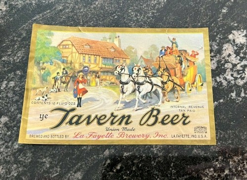 IRTP TAVERN BEER 12 OZ BOTTLE LABEL LAFAYETTE BREWING CO LAFAYETTE IN - INDIANA