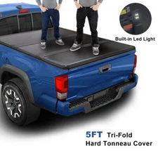 5FT TRUCK SHORT BED FRP HARD SOLID TRI-FOLD TONNEAU COVER FOR 19-24 FORD RANGER