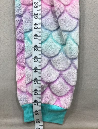 Cat & Jack Pajamas Girl's Large 10/12 Multicolor Fleece Hooded One Piece Mermaid - Picture 12 of 14