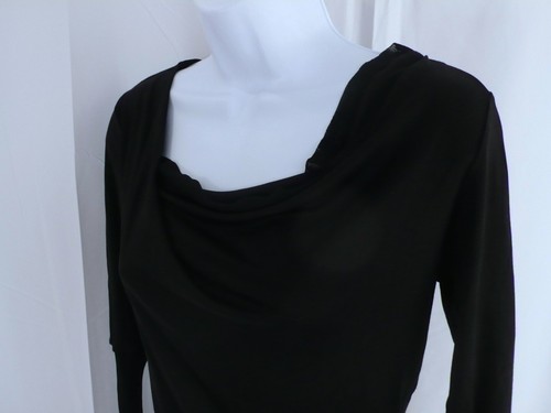 Blusa túnica para mujer THEORY negra manga larga cuello cintura recogida talla M - Imagen 2 de 7
