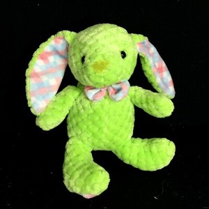 Kellytoy Bunny Rabbit Green BowTie Textured Plush 9