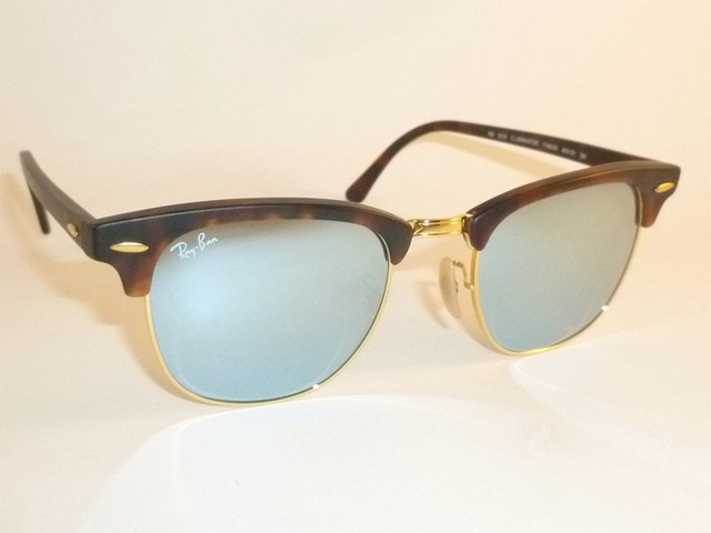 New RAY BAN Clubmaster Matte Tortoise RB 3016F 1145/30 Silver Mirror 