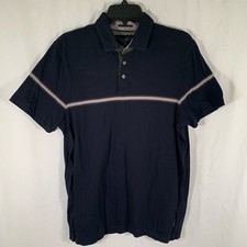 Ted Baker Polo Shirt Men's 4 Black Grey Short Sleeve 1/4 Button 100 Cotton