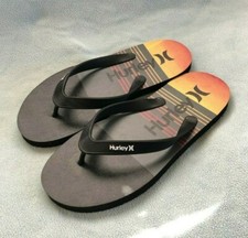 NEW HURLEY MEN Sandals Flip Flops Thong Black Yellow HFS0025CF