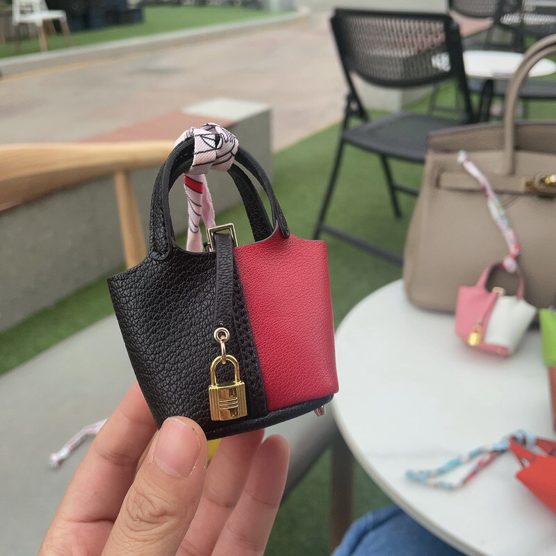 Mini Women Girl Leather Handbag Keychain Coin Purse Car Bag Charm for AirPodDs
