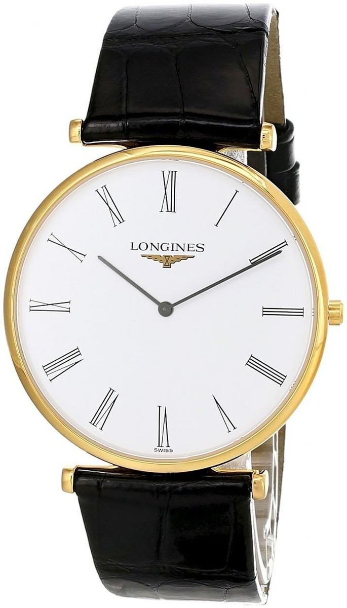 Longines La Grande Classique Yellow Gold PVD Black Leather Mens