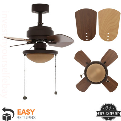 24 Inch Indoor Oil Rubbed Bronze Ceiling Fan With Light Kit Small