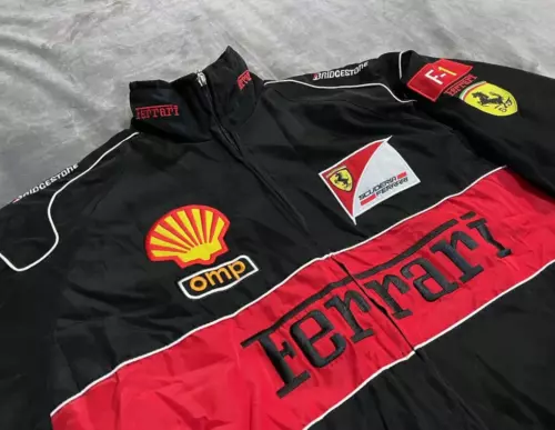 Adults F1 Team Racing Embroidery Cotton Padded Zip Black Racing Jacket*/ - Picture 6 of 9