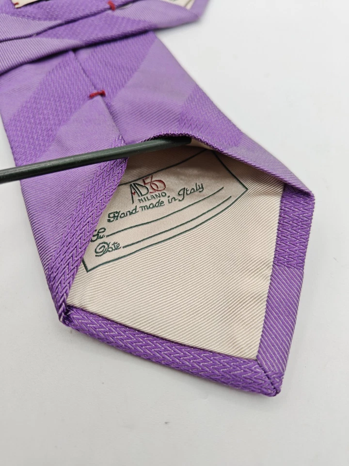 🇮🇹 Corbata de seda para hombre AD56 Milano a rayas púrpuras hecha a mano en Italia 58x3,25  Foto 2 de 4