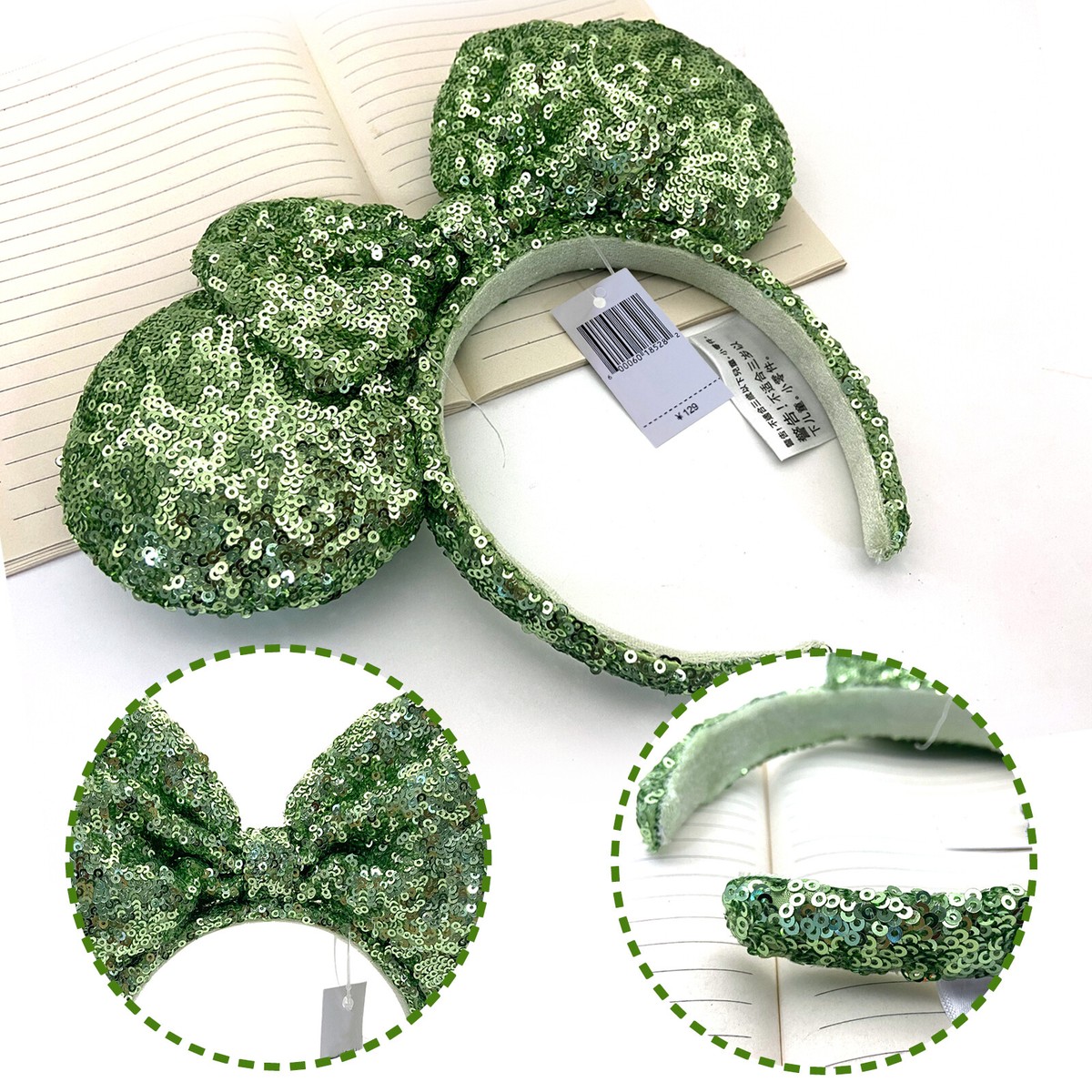 NWT Holiday sequins green Minnie Mouse ears Mint Green Ears Rose Gold Ears Sequin Minnie Mickey Mouse  main image 3