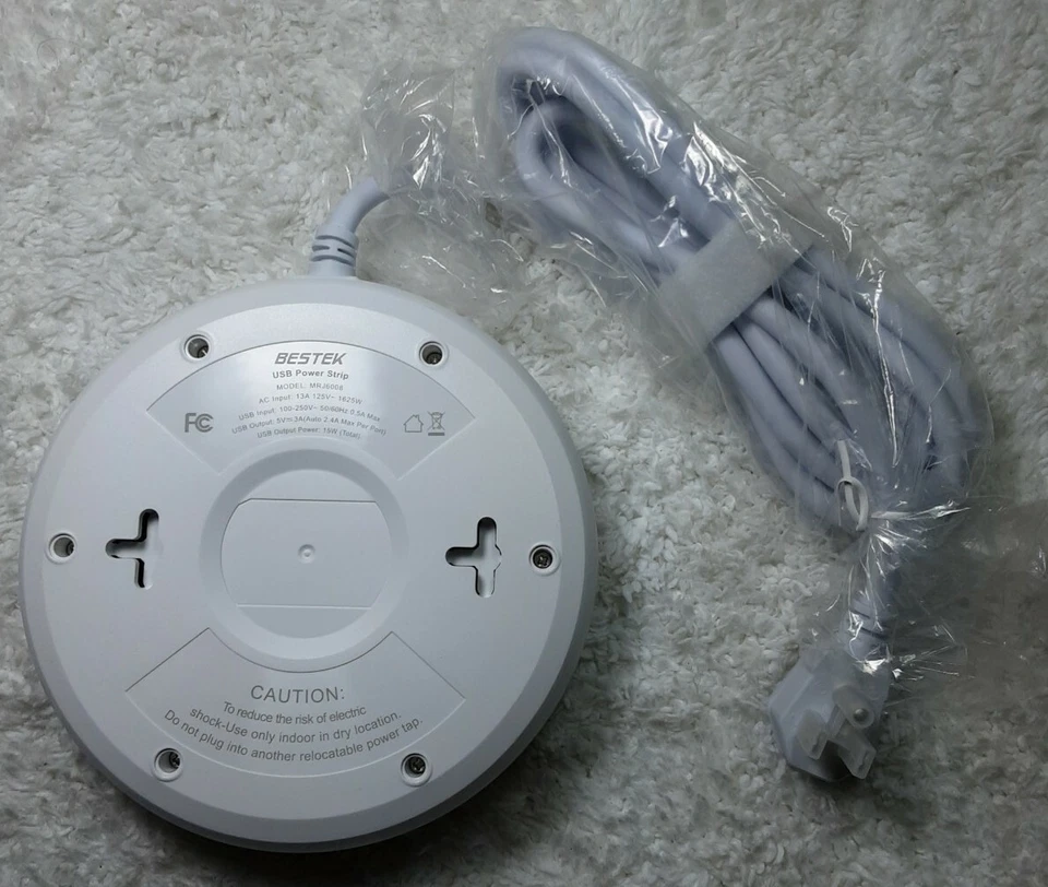 BESTEK Quick Charge 3.0 Power Strip with USB, Round AC 6-Outlet+4 USB Ports - Image 2 of 4