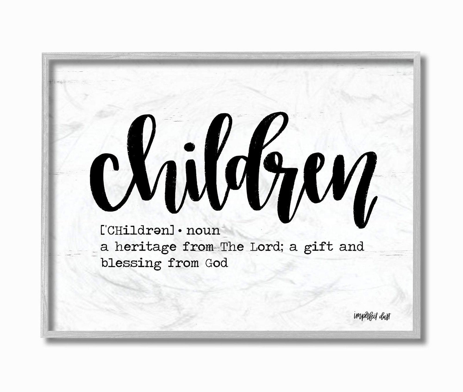 Children Definition Black and White Script Typography with Wood Look Gray Fra...