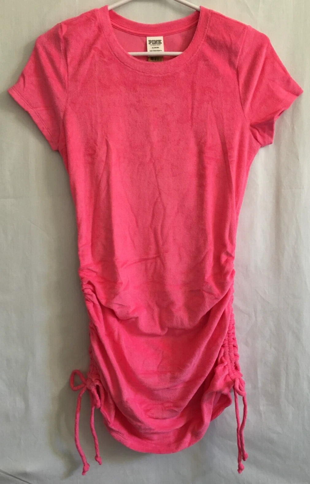 UNDERCOVER Victoria's Secret ROSA Capri Rosa Spiaggia Terry Increspato Abito Laterale Copricostume M NUOVO