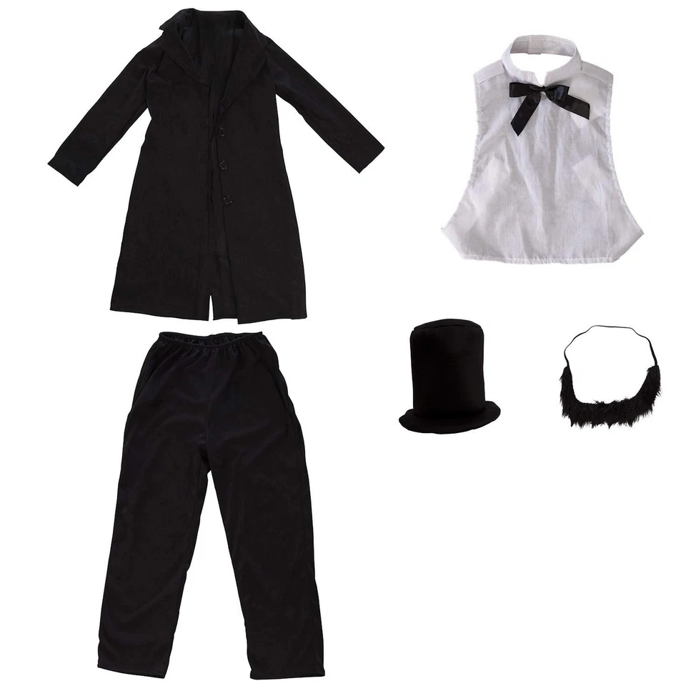 Disfraz de Abraham Lincoln para niños + sombrero traje de Halloween del presidente de Estados Unidos para niños Foto 4 de 4