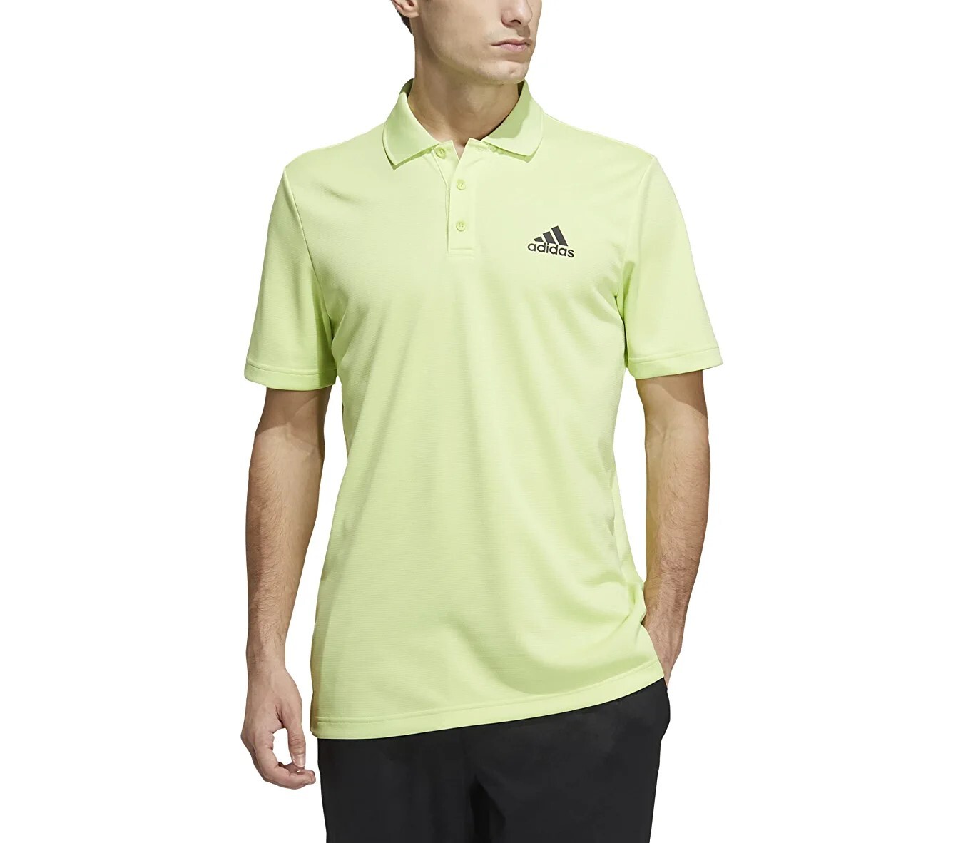 Футболка-поло Adidas Mens Designed To Move в 3 полосы, цвет Pulse Lime
