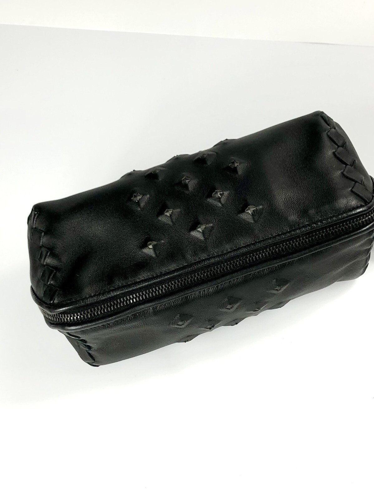 New Authentic Rare Bottega Veneta Intrecciato Black Leather Pouch Bag image 7