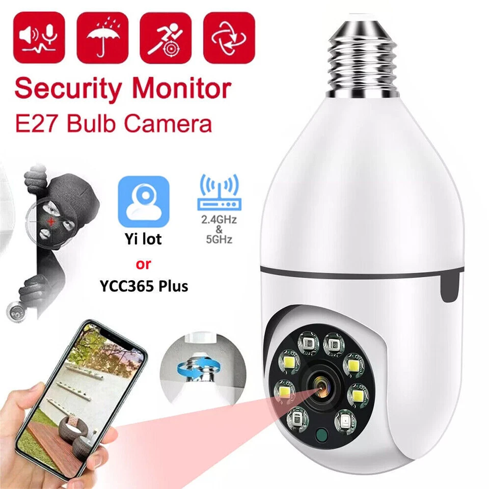 1080P HD E27 Light Bulb IP Camera 5G Wi-Fi IR Night Smart Home Wireless Security - Image 2 of 4