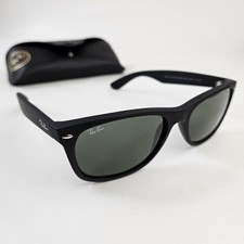Ray-Ban New Wayfarer Sunglasses RB2132 Green Lenses 622 58-18 145 3N Matte Black