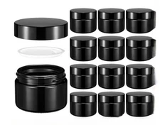 Glass Jars with Lids Travel Size Round Leakproof Empty Cosmetic 12 Pc Domensi