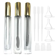 Empty Mascara Tube and Wand Glass, 3PCS 10Ml Empty Mascara Tube and Lip Gloss Tu