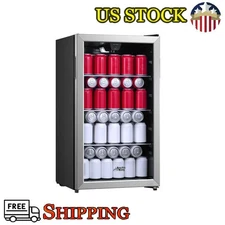 115-Can Beverage Fridge & Cooler Commercial Refrigerators Stainless Steel Look