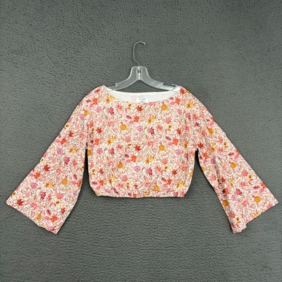 J.CREW x Liberty Fabrics Top Womens XS Colorful Floral Print Bell Sleeves Spring