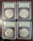 FOUR 1887 PCGS MS 63 OGH GEN 2.1 MORGAN SILVER DOLLARS CONSECUTIVE NUMBERS.