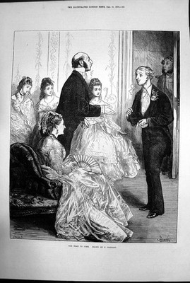 Antiker Druck The First To Come F Barnard Kleid Party Ball Oberklasse 1872