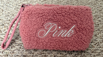 Victoria s Secret PINK Fuzzy Sherpa Wristlet Mauve Pink Pre-Owned