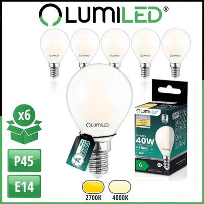 LUMILED 6x E14 P45 LED Lampen 2,2W (40W) 470lm Warm/Neutral FILAMENT MILCH GLAS