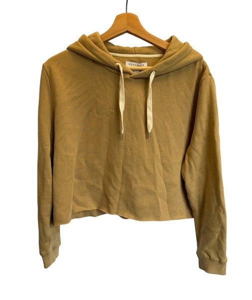 Nude Lucy Cropped Hoodie XS Beige Tan Fleece Cotton Blend Casual Jumper