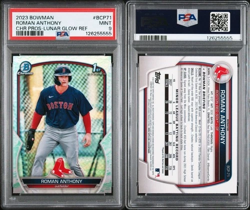 2023 Bowman - Chrome 1st Roman Anthony #BCP-71 Lunar Glow Refractor (RC)  PSA 9
