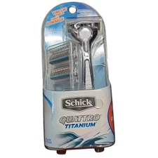 Schick Quattro Titanium Razor + 3 Cartridges Value Pack, Diamond & Titanium Coat
