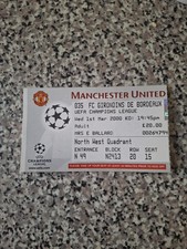 MATCH TICKET CHAMPIONS LEAGUE MAN UTD V BORDEAUX 1st mar 2000