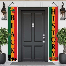 Happy Black History Month Porch Banner African American Black, Red, Yellow 