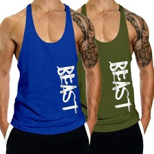 2 Pack Men's Tank Tops Sleeveless Shirts Y-Back Gym Workout Stringer Tank Top...