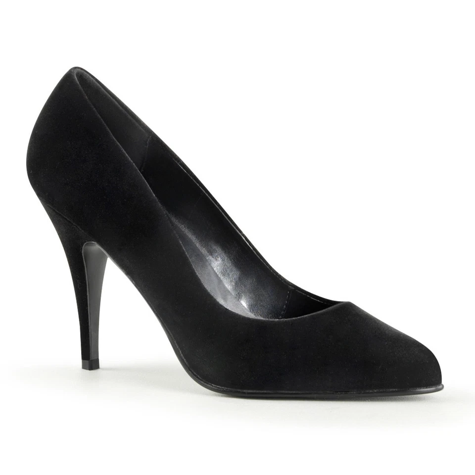 Pleaser Chaussures Escarpins Stiletto En Velours Noir Talon 4" Vanity 420 UK 6 - Photo 1/1