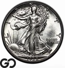 1938-D Walking Liberty Half Dollar, Premium Quality Superb Gem BU++ Better Date!